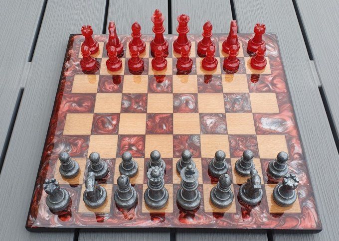 Jeu d'échecs bois et résine 