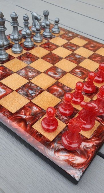 Jeu d'échecs bois et résine 